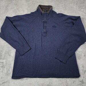 The North Face Sweater Mens Large Blue Quarter Zip Fleece Pullover‎ Mock Neck